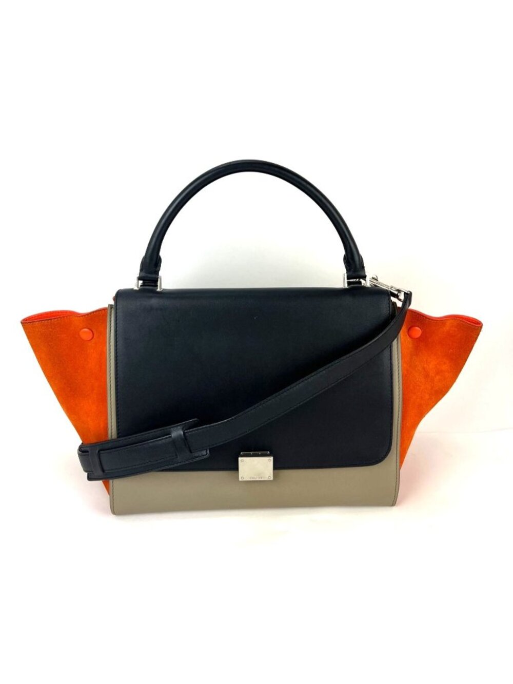 Celine Tricolor Leather suede Trapeze Tote Bag